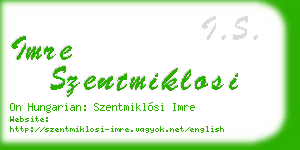 imre szentmiklosi business card